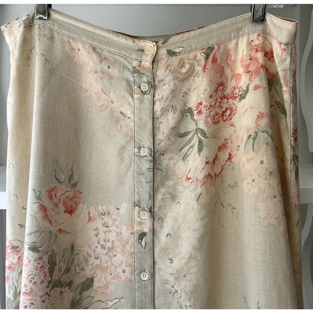 Ralph Lauren Skirt Floral 100% Linen Maxi Boho Cottagecore Cottagerose 6 - Picture 7 of 9